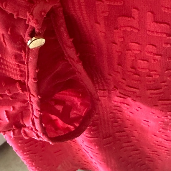 Talbots Top 3/4 Sleeve Sheer Lined Rose Pink Blouse SZ Med 3-Button Front Tunic - Picture 6 of 16